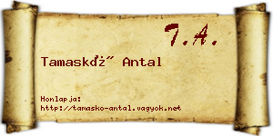 Tamaskó Antal névjegykártya